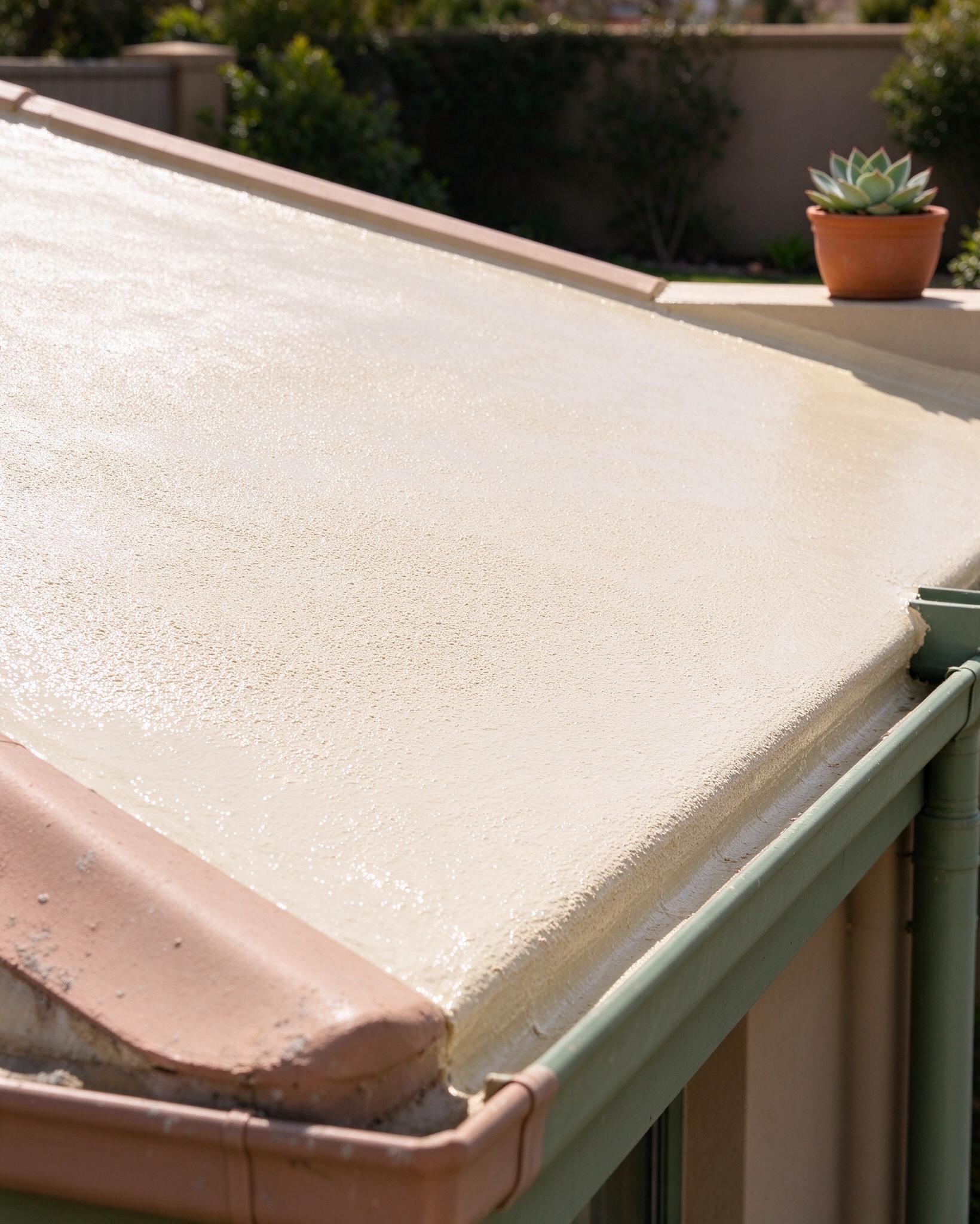 The even texture of a finished roof coating
